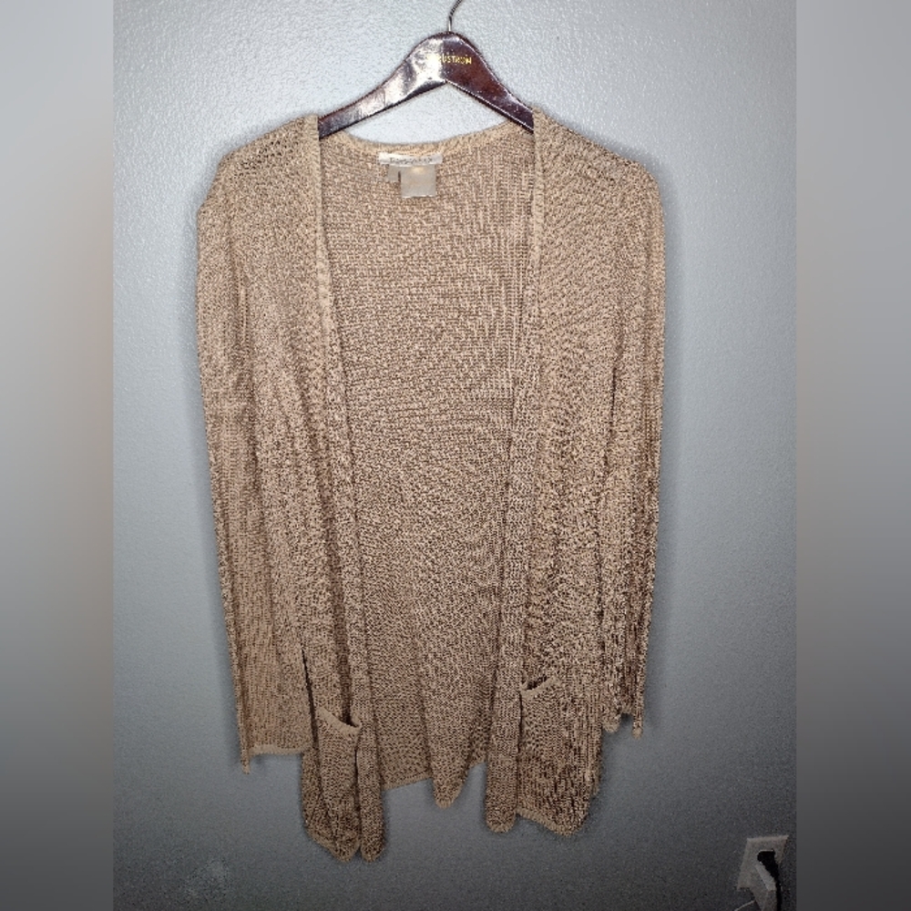 Escada Womens Cardigan Sweater 44 Gold Button Open Knit Beach Coast M